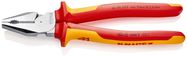 KNIPEX 02 06 225 High Leverage Combination Pliers insulated with multi-component grips, VDE-tested chrome-plated 225 mm