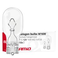 Halogen bulbs W16W T15 16W W2.1x9.5d 12V 10pcs, AMiO
