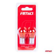 Halogen bulbs PY21W BA15S 12V AMBER 2pcs blister, AMiO