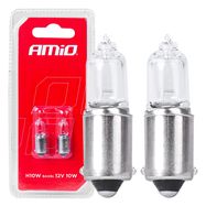 Halogen bulbs H10W 12V 10W BAX9S white 2pcs blister, AMiO