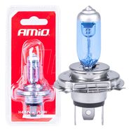 Halogen bulb H4 12V 60/55W Super White 1pc blister, AMiO