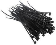 CABLE TIES, 4IN L, NYLON, STRENGTH 18LB, UV BLACK