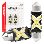 LED CANBUS bulbs 12SMD Festoon C5W 2016 41mm White 12/24V AMIO-04238, AMiO