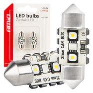 LED CANBUS bulbs 12SMD Festoon C5W 3838 31mm White 12/24V AMIO-04247, AMiO