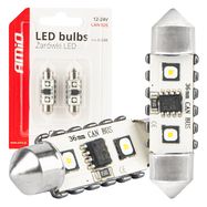 LED CANBUS bulbs 12SMD Festoon C5W 3838 36mm White 12/24V AMIO-04248, AMiO