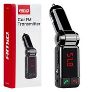Car FM Transmitter 2×USB-A 12V 24V AMIO-04650, AMiO