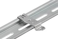 Mounting foot on mounting rail, silver, Steel, bright finish, M 4, Width: 14 mm