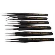 6 Piece Black Epoxy Tweezer Set