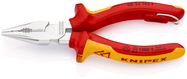 KNIPEX 08 26 145 T BK Needle-Nose Combination Pliers insulated with multi-component grips, VDE-tested with integrated insulated tether attachment point for a tool tether chrome-plated 145 mm