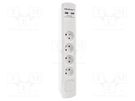 Plug socket strip: protective; Sockets: 4; 230VAC; 16A; white QOLTEC