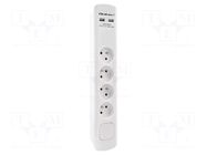 Plug socket strip: protective; Sockets: 4; 230VAC; 16A; white QOLTEC