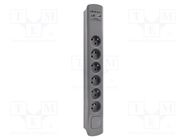 Plug socket strip: protective; Sockets: 6; 230VAC; 16A; grey QOLTEC