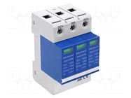 Surge arrester; Type 2; Poles: 3; for DIN rail mounting; -10÷85°C QOLTEC