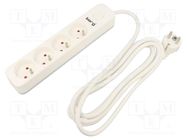 Extension lead; 3x1.5mm2; Sockets: 4; PVC; white; 3m; 16A KERG