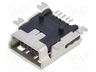 Socket; USB B mini; SMT; PIN: 5; horizontal; USB 2.0; 1A Global Connector Technology (GCT)