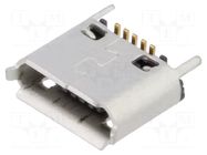 Connector: USB B micro; socket; SMT; PIN: 5; vertical; USB 2.0; 1.8A GCT