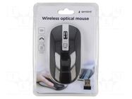 Optical mouse; black,silver; USB A; wireless; 10m; No.of butt: 4 GEMBIRD