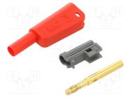 4mm banana; 32A; 1kV; red; insulated,with 4mm axial socket STÄUBLI