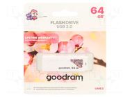 Pendrive; USB 2.0; 64GB; R: 20MB/s; W: 5MB/s; SPRING; white; USB A GOODRAM
