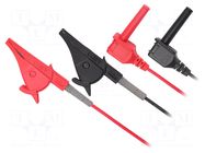 Test leads; angular banana plug 4mm,crocodile clip; black,red UNI-T