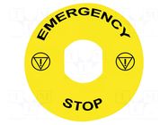 Label; Harmony XB4; Ø22mm; yellow; Dim: Ø90mm SCHNEIDER ELECTRIC
