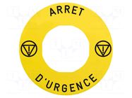 Label; Harmony XB4; Ø22mm; yellow; Dim: Ø60mm SCHNEIDER ELECTRIC