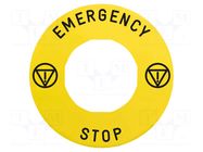 Label; Harmony XB4; Ø22mm; yellow; Dim: Ø60mm SCHNEIDER ELECTRIC