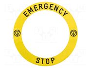Label; Harmony XB4; yellow; Ø90mm; for emergency button SCHNEIDER ELECTRIC