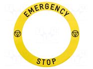 Label; Harmony XB4; yellow; Ø90mm; for emergency button SCHNEIDER ELECTRIC