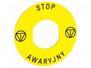 Label; Harmony XB5; yellow; Ø60mm; for emergency button SCHNEIDER ELECTRIC