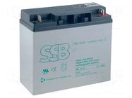 Re-battery: acid-lead; 12V; 18Ah; AGM; maintenance-free; 5kg SSB