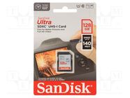 Memory card; Ultra; SDXC; R: 140MB/s; Class 10 UHS U1; 128GB SANDISK
