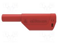 Connector: 4mm banana; plug; 32A; 1kV; red; insulated; gold-plated SCHÜTZINGER