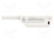 Plug; 4mm banana; 32A; 1kV; white; insulated; Max.wire diam: 4mm SCHÜTZINGER