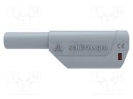 Plug; 4mm banana; 32A; 1kV; grey; insulated; Max.wire diam: 4mm SCHÜTZINGER