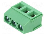 PCB terminal block; angled; 5mm; ways: 3; on PCBs; screw terminal AMPHENOL ANYTEK