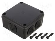 Enclosure: junction box; X: 100mm; Y: 100mm; Z: 50mm; IP65; black PAWBOL