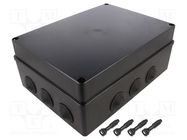 Enclosure: junction box; X: 220mm; Y: 300mm; Z: 120mm; IP65; black PAWBOL