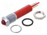 Indicator: LED; prominent; red; Ø8mm; IP67; Q8; brass; ØLED: 5mm; 20mA APEM