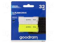 Pendrive; USB 2.0; 32GB; R: 20MB/s; W: 5MB/s; white,yellow; USB A GOODRAM
