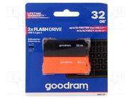 Pendrive; USB 3.2; 32GB; R: 60MB/s; W: 20MB/s; black,orange; USB A GOODRAM