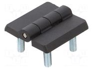 Hinge; Width: 30mm; polyamide; black; H: 30mm; with stud bolt RST ROZTOCZE