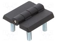 Hinge; Width: 30mm; polyamide; black; H: 30mm; with stud bolt RST ROZTOCZE