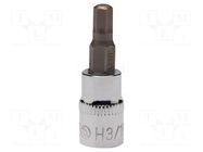 Socket; hex key,socket spanner; HEX 3mm; 1/4" IRIMO
