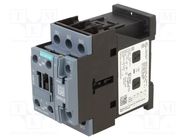 Contactor: 3-pole; NO x3; Auxiliary contacts: NO + NC; 230VAC; 9A SIEMENS