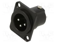 Socket; XLR; male; PIN: 3; flange (2 holes),for panel mounting AMPHENOL