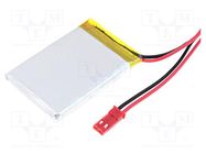 Re-battery: Li-Po; 3.7V; 750mAh; cables,JST SYR-02T socket CELLEVIA BATTERIES