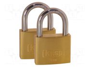 Padlock; shackle; Quan: 2pcs; brass; Protection: low (level 3) KASP
