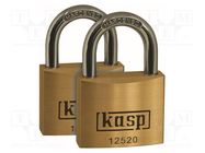 Padlock; shackle; Application: cabinets,bags,cases; A: 20mm; 2pcs. KASP