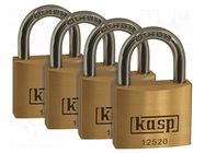 Padlock; shackle; Application: cabinets,bags,cases; A: 20mm; 4pcs. KASP